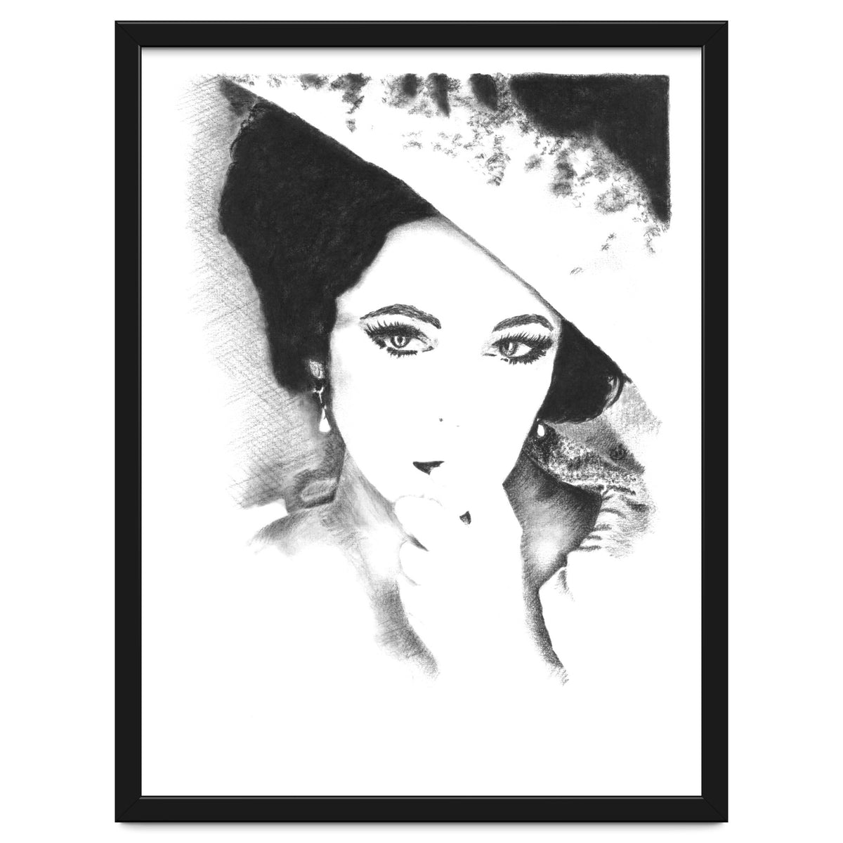 'Liz' - Elizabeth Taylor Charcoal Portrait