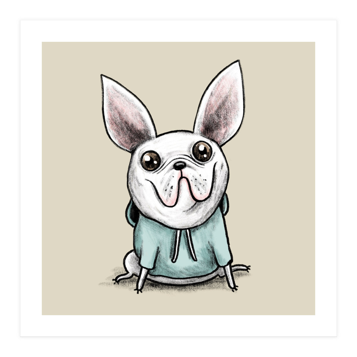 French Bulldog in a Hoodie (Print Only)