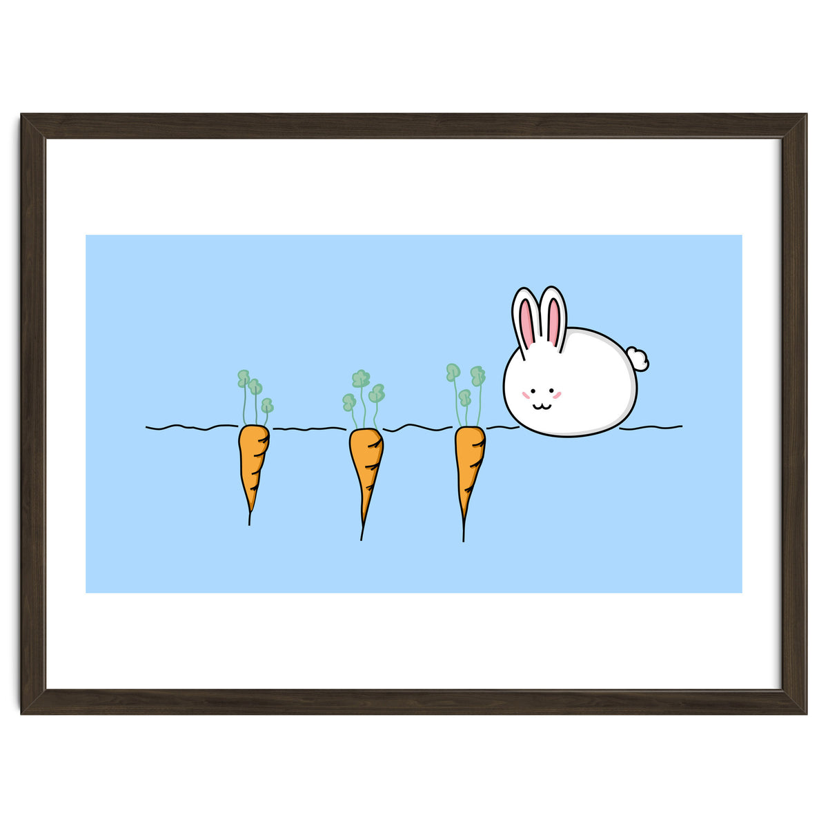 Kawaii Cute Rabbit With Carrots