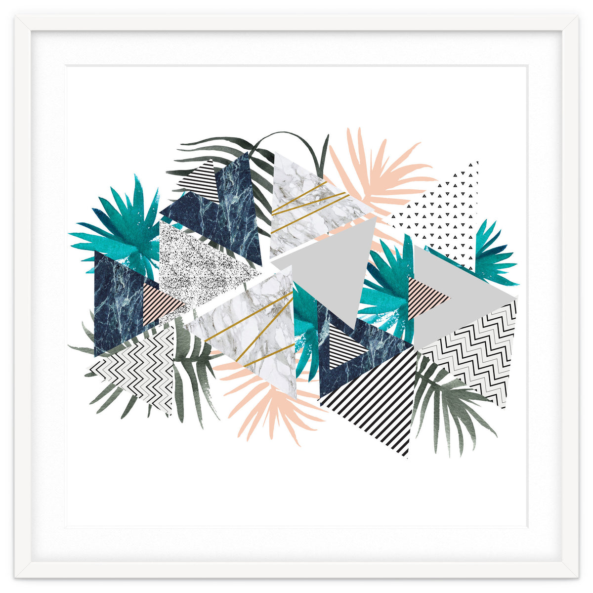 Abstract of geometric patterns with plants and marble I