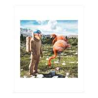 Alternate Reality, Surrealism Digital Photography, Space Flamingo Astronaut Collage (Print Only)