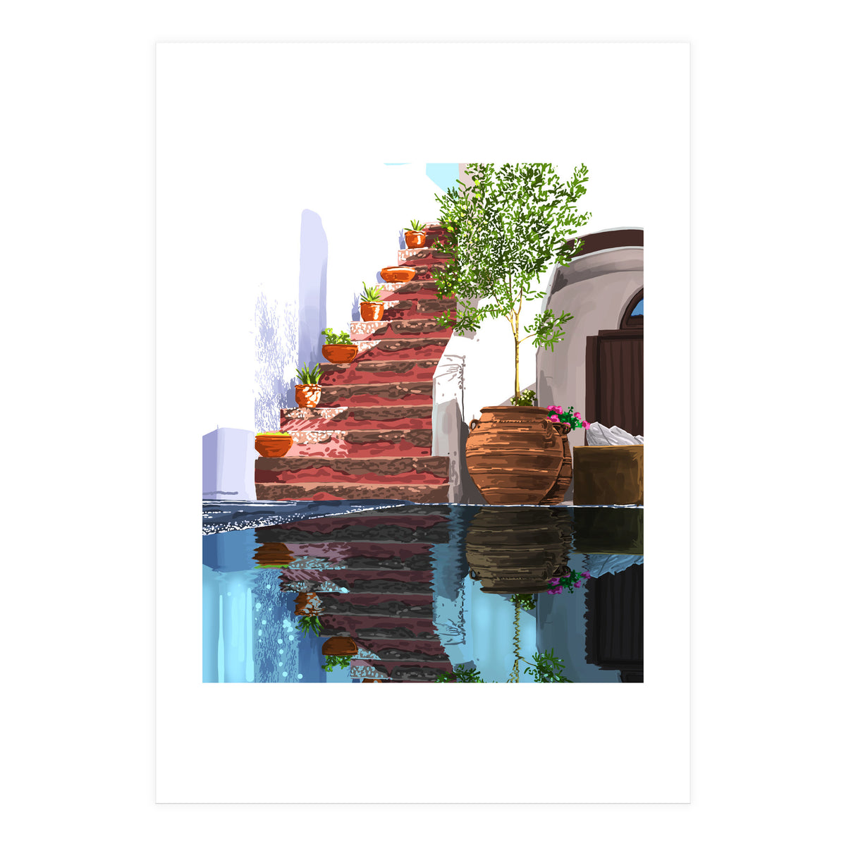 Serenity Weekend | Mindful Travel Greece Architecture | Rustic Earthy Swim Pool | Peace & Positivity (Print Only)