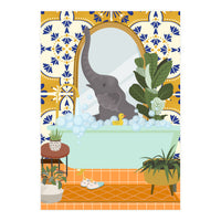 Elephant Bathing in Moroccan Style Bathroom (Print Only)