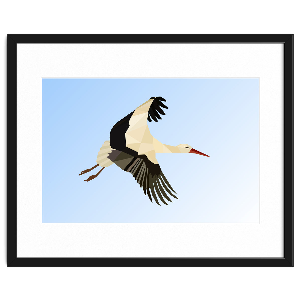 White Stork Bird Low Poly Art