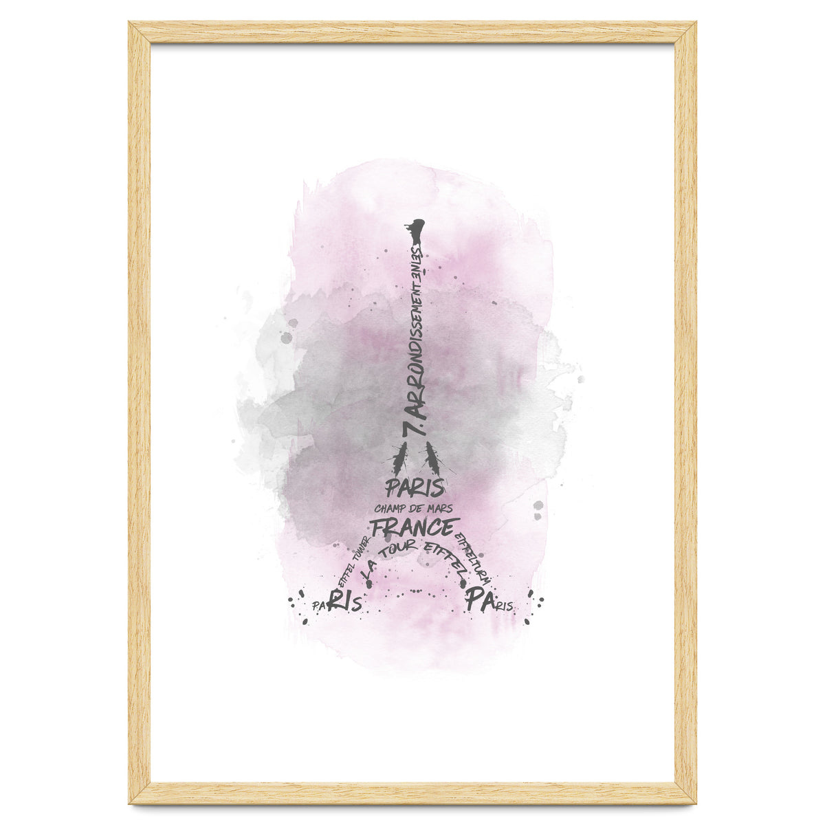 Watercolor Art Eiffel Tower | pink