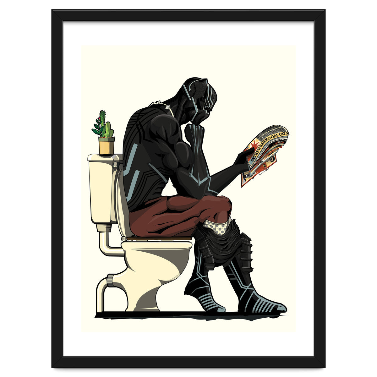 Black Panther on the Toilet, funny bathroom humour