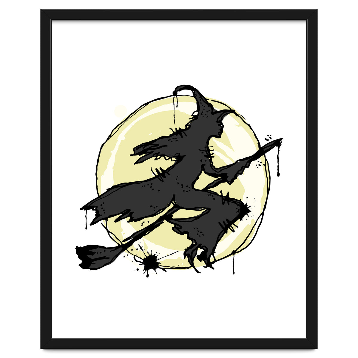 Witch on her broom sketch