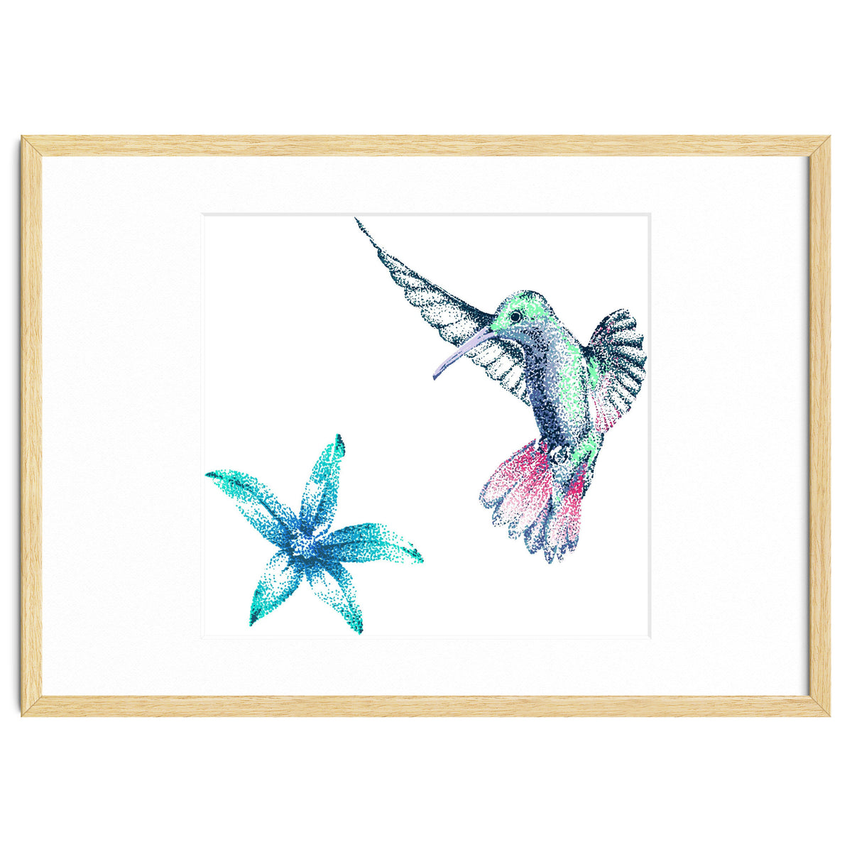 Green Hummingbird And Tropical Flower