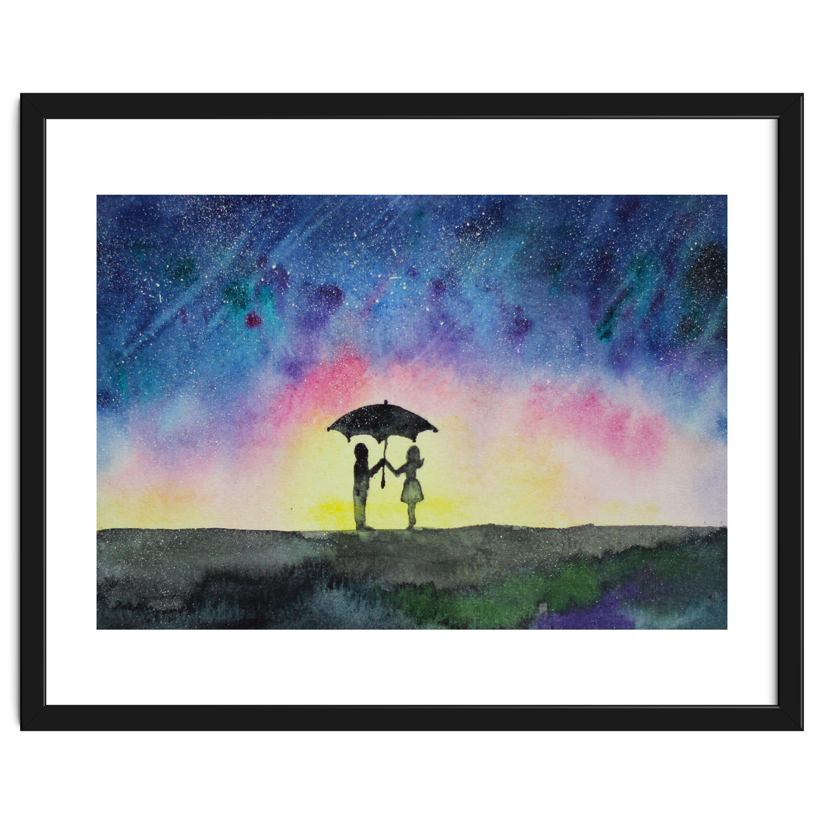 Under the star rain || watercolor