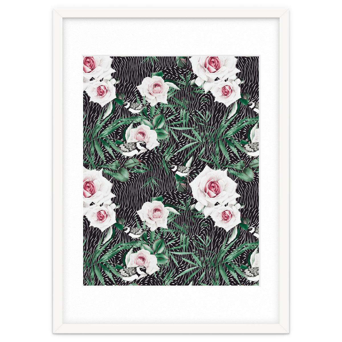 Dark flowery abstract of birds