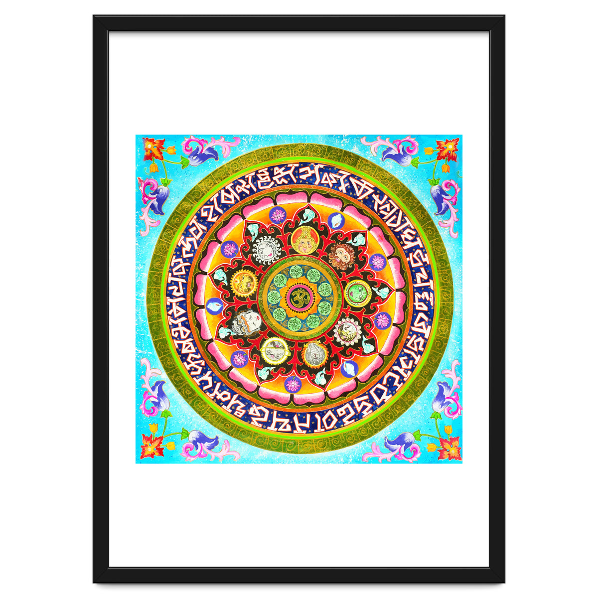 Chakra Mandala, Ayurveda Yoga Aum, Eclectic Colorful Bohemian Sun Sign Moon Sign Zodiac Astrology