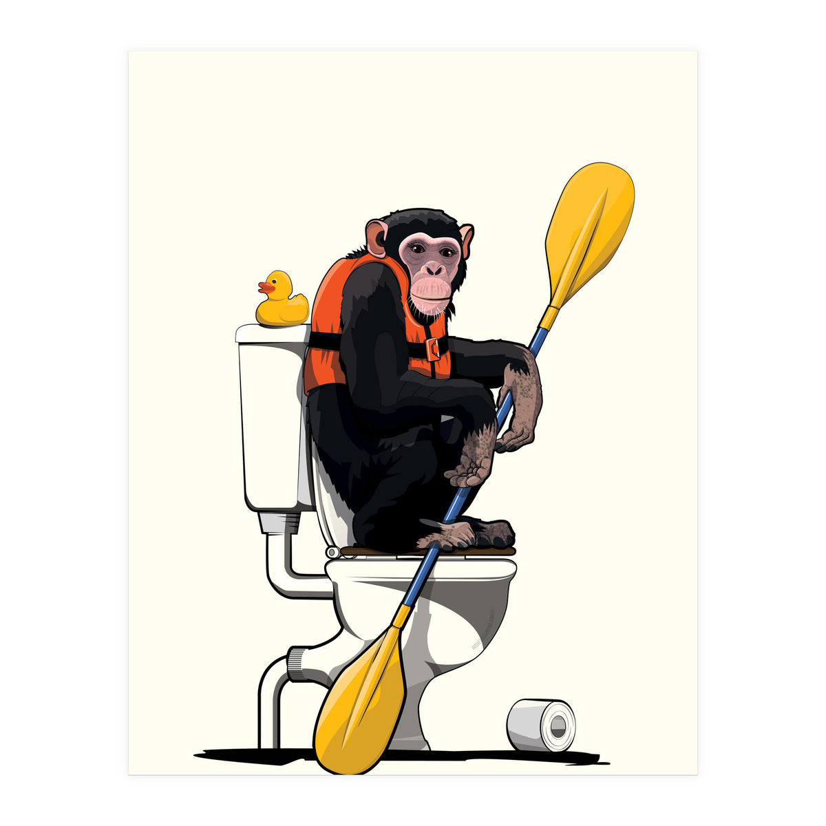 Chimp on the Toilet, Funny Bathroom Humour (Print Only)