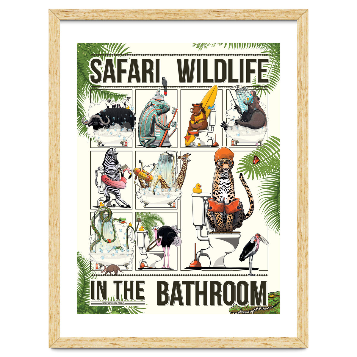 Safari Animals in the Bathroom, funny toilet humour