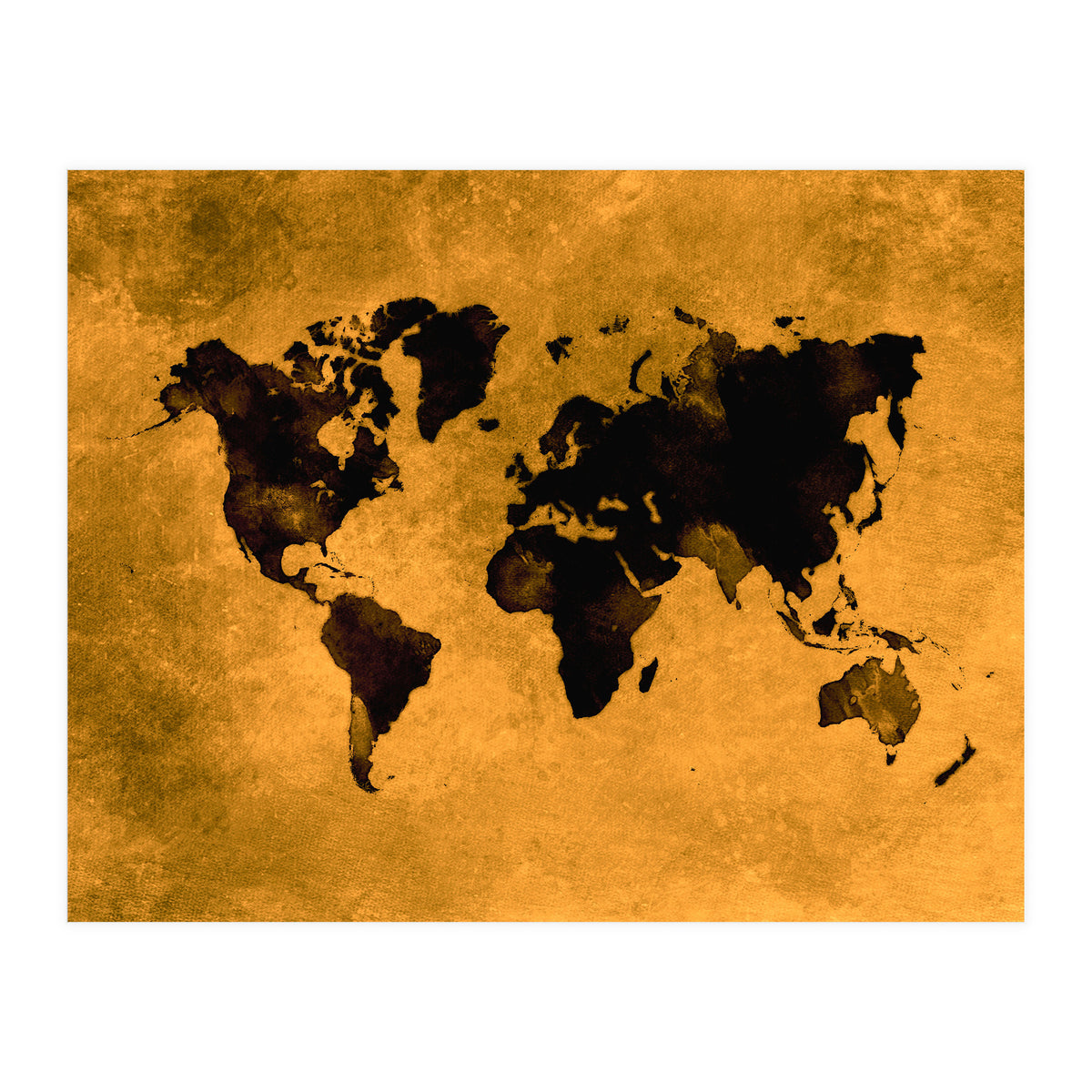 World Map black and yellow digital art (Print Only)