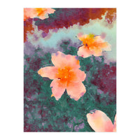 Floating In Love, Watercolor Lotus Pond Botanical Lake, Forest Jungle Floral Painting (Print Only)