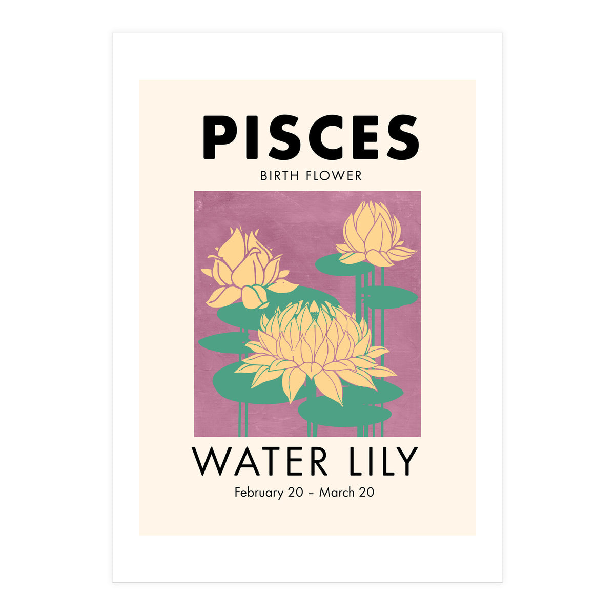 Pisces Birth Flower Water Lily (Print Only)