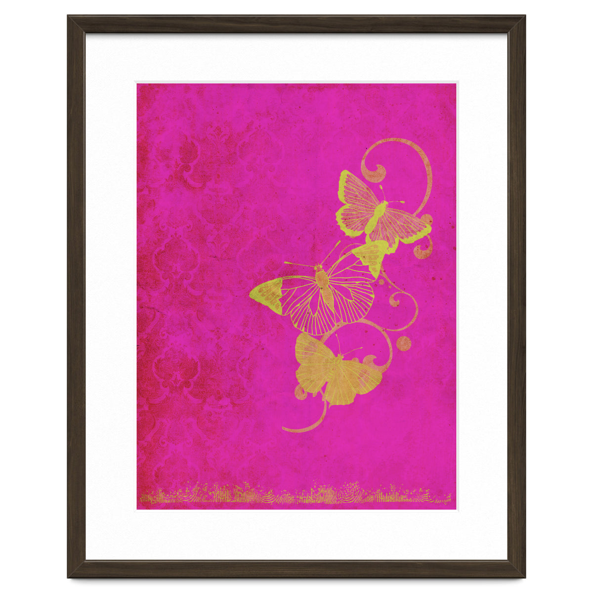 Yellow Butterflies on Pink