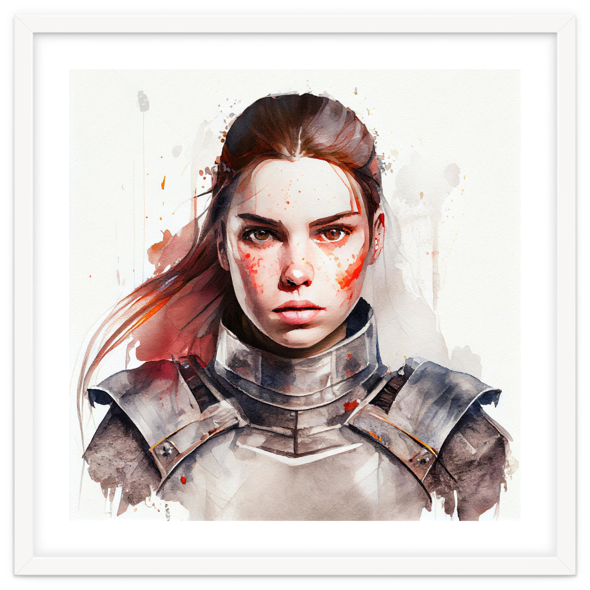 Watercolor Medieval Soldier Woman #2