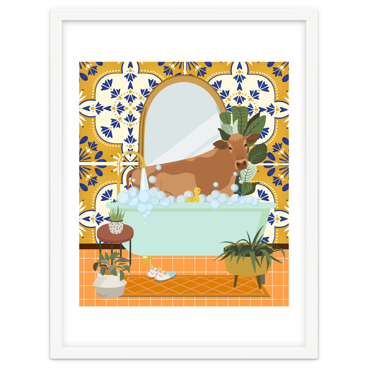 Cow Bathing in Moroccan Style Bathroom