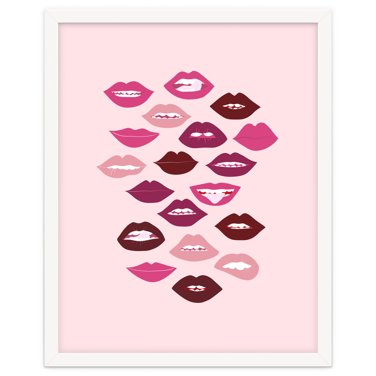 Lips Dark on Pink Background