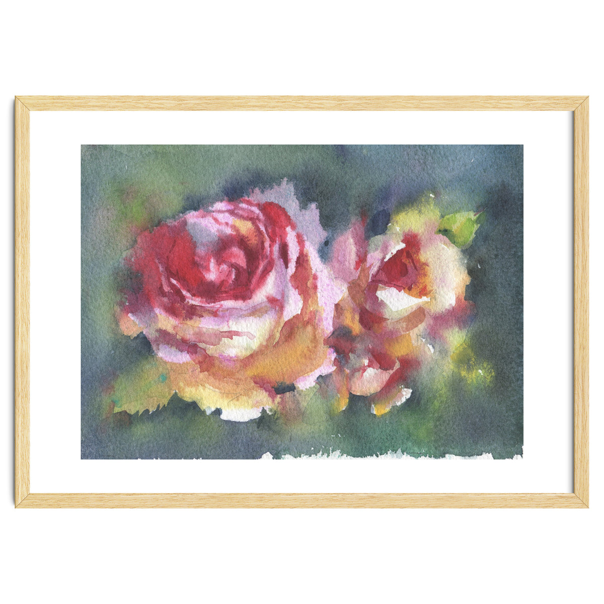Wildflowers rose watercolor painting