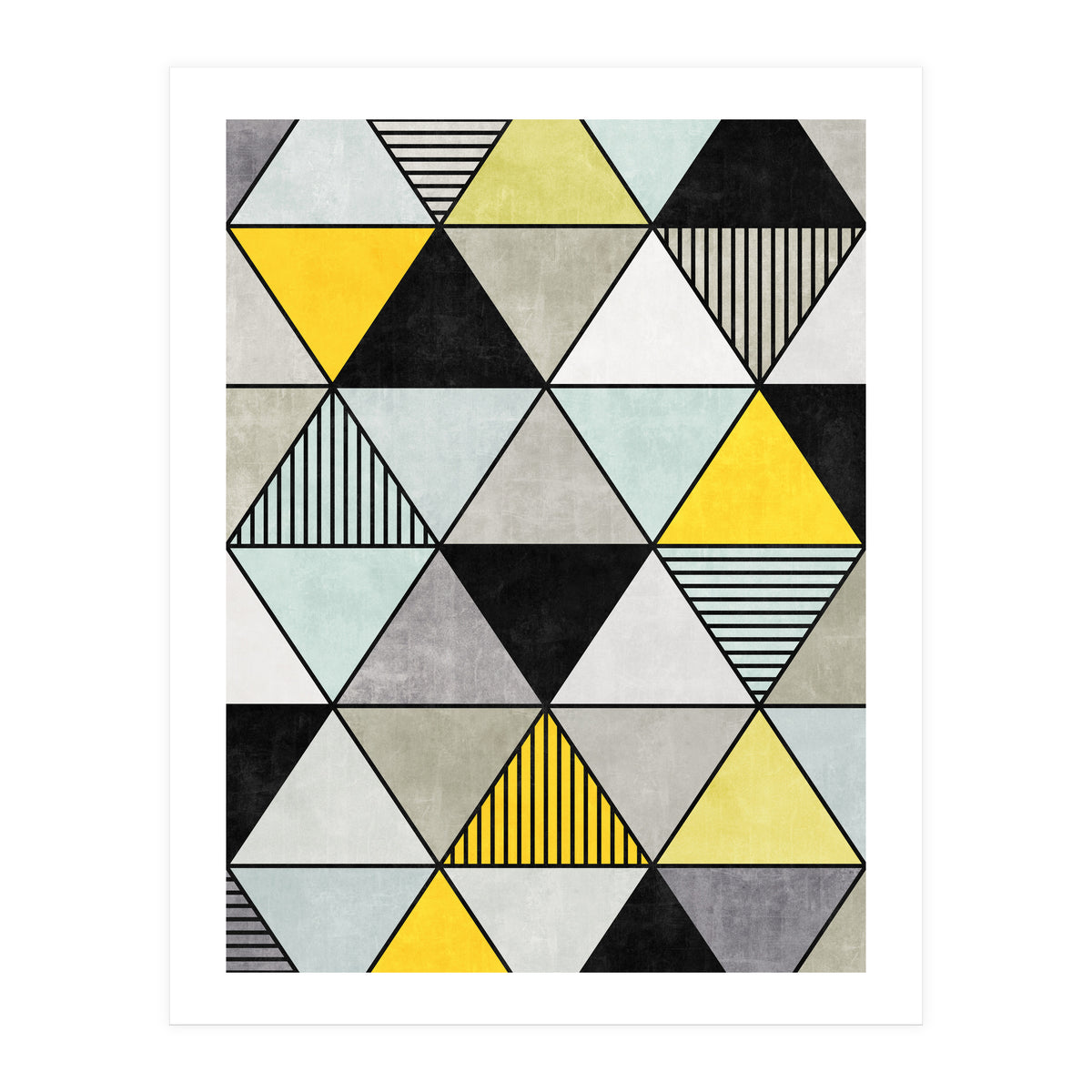 Colorful Concrete Triangles 2 - Yellow, Blue, Grey (Print Only)