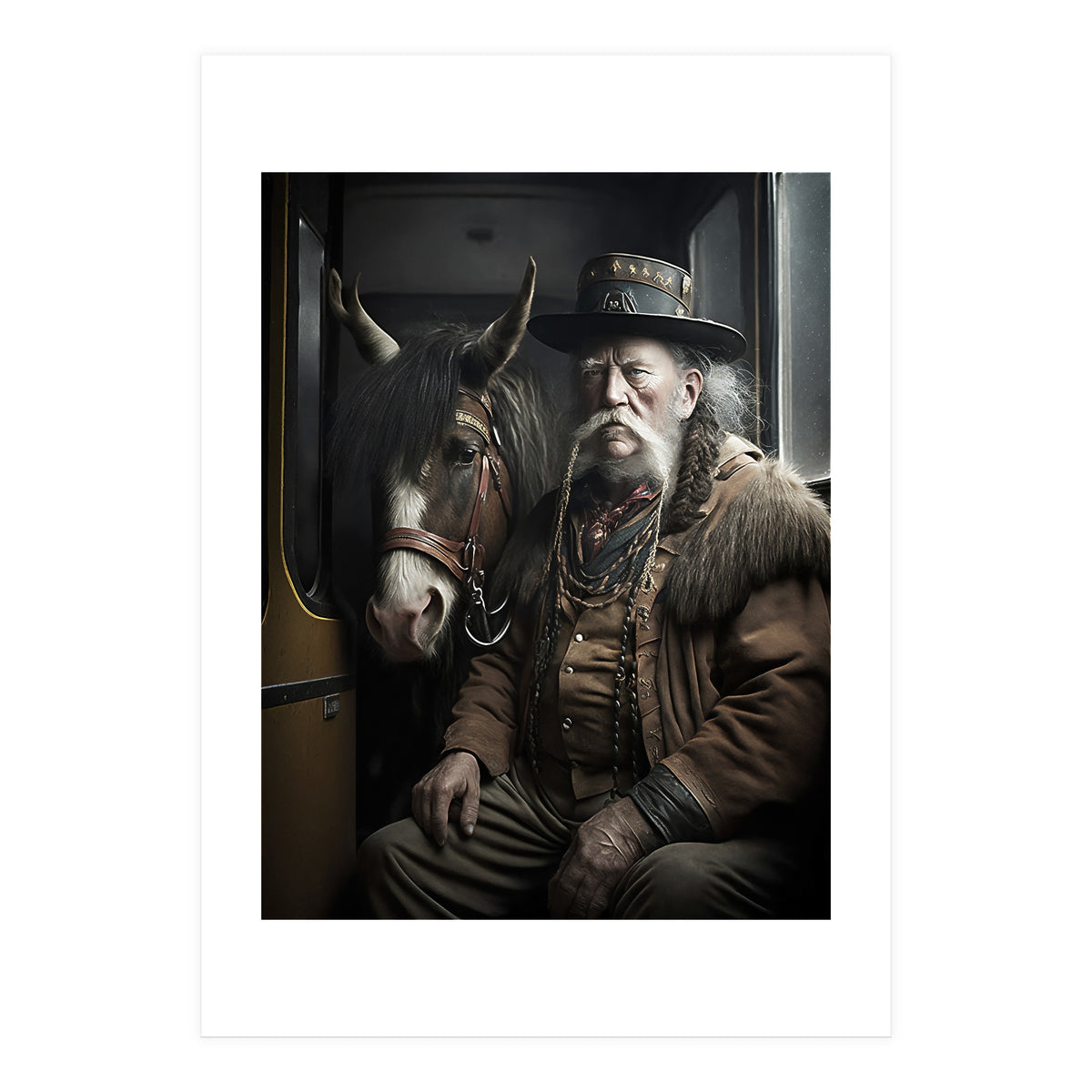 Old Man and His Horse on the Train (Print Only)