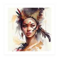 Watercolor Floral Indian Native Woman #7 (Print Only)