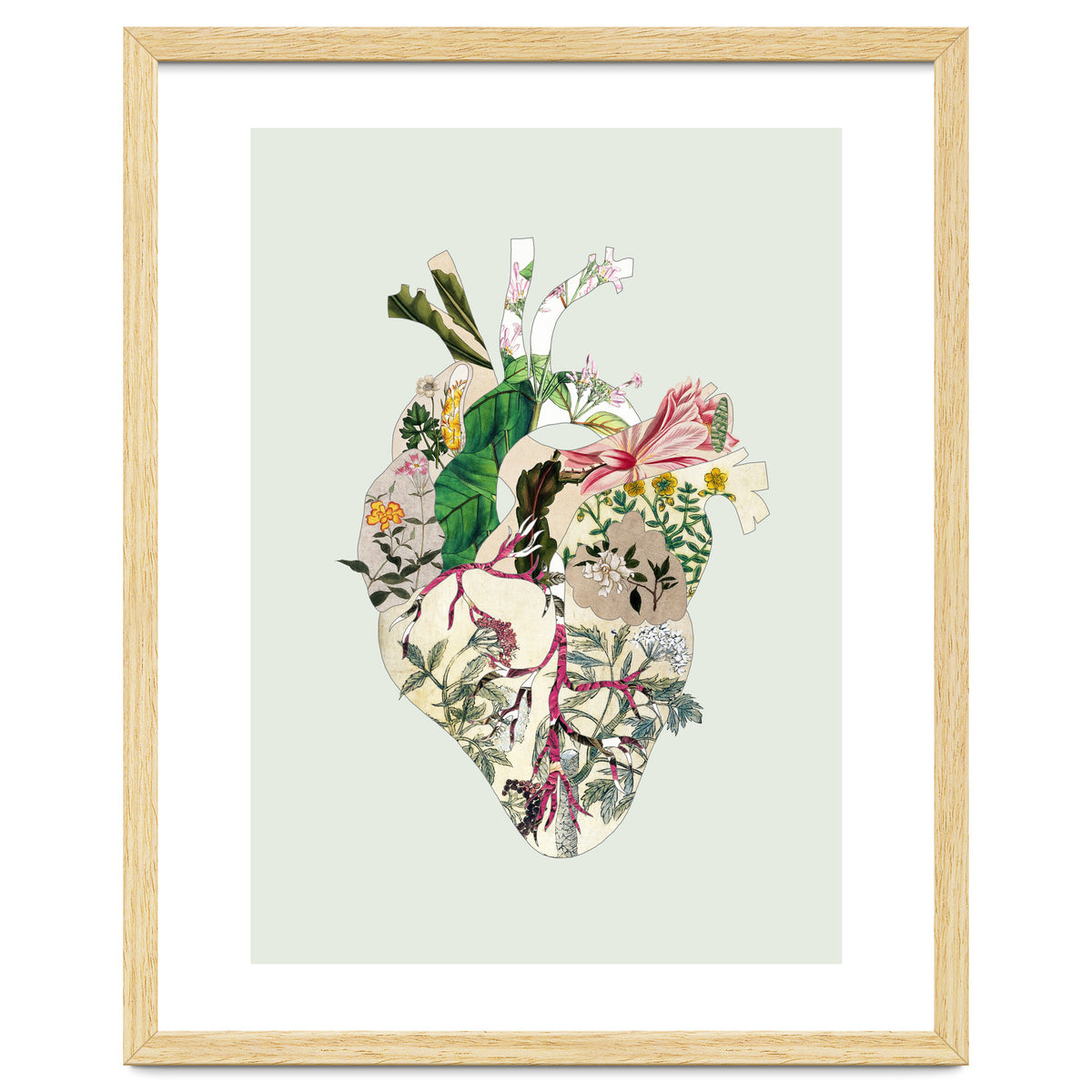Vintage Botanical Heart - Green