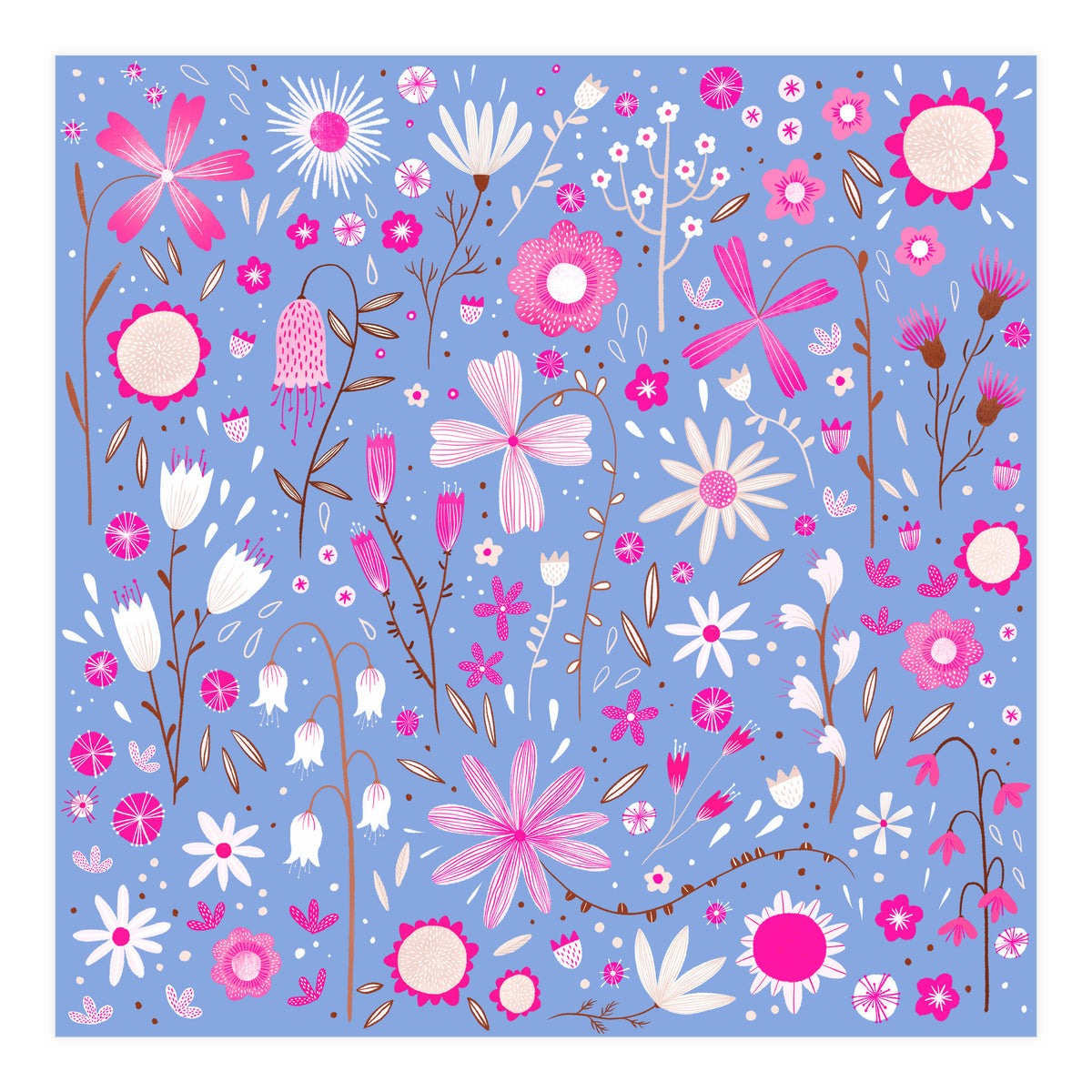 Fresh Flowers Blue (Print Only)