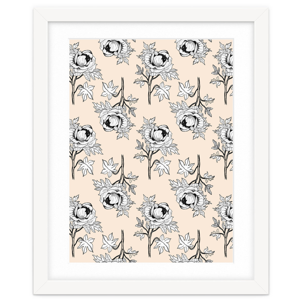 Drawing pattern of roses to pencil on beige