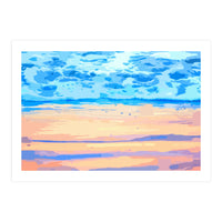 Sunset On The Shore | Beach Pastel Scenic Nature | Sea Ocean Landscape Painting (Print Only)