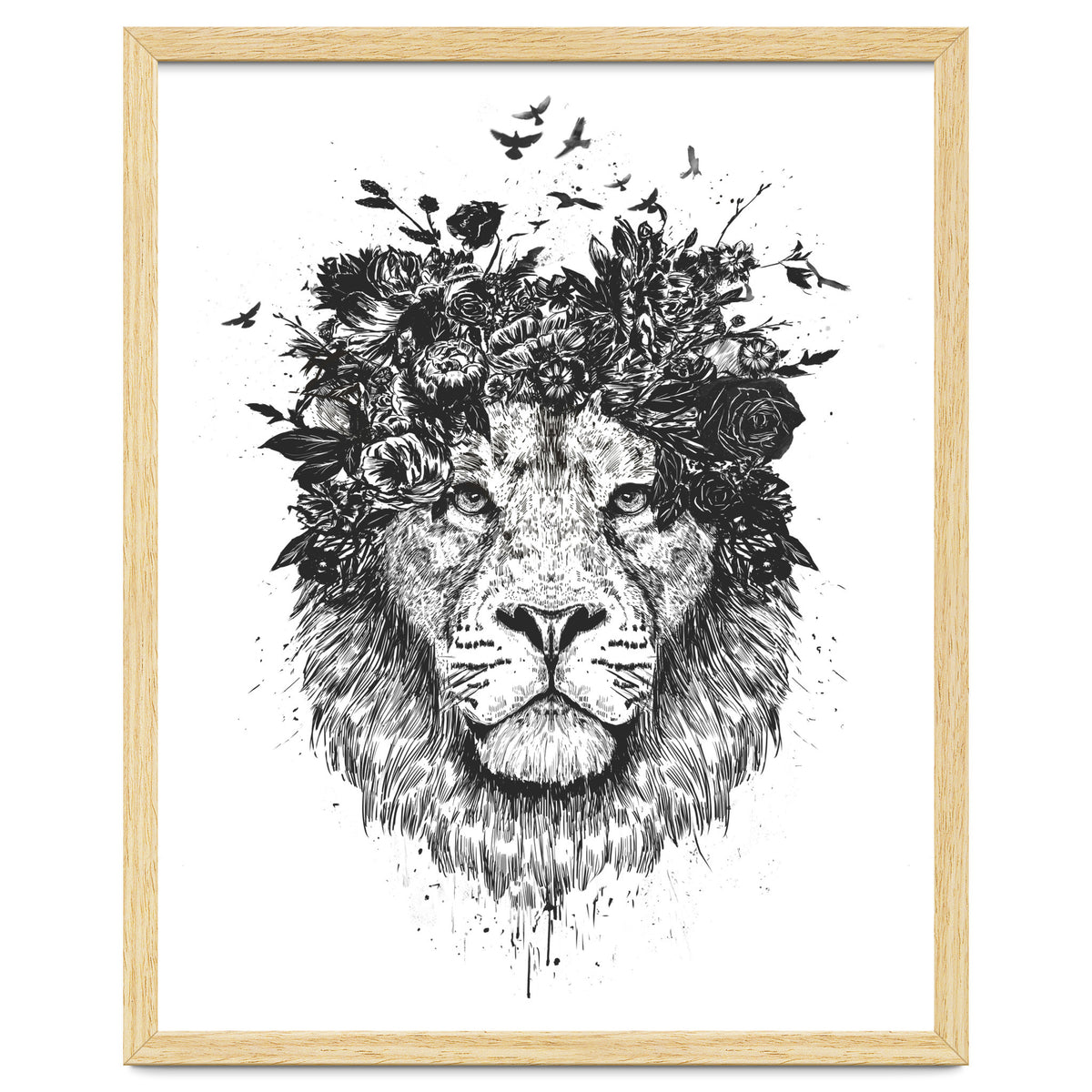 Floral Lion Bw