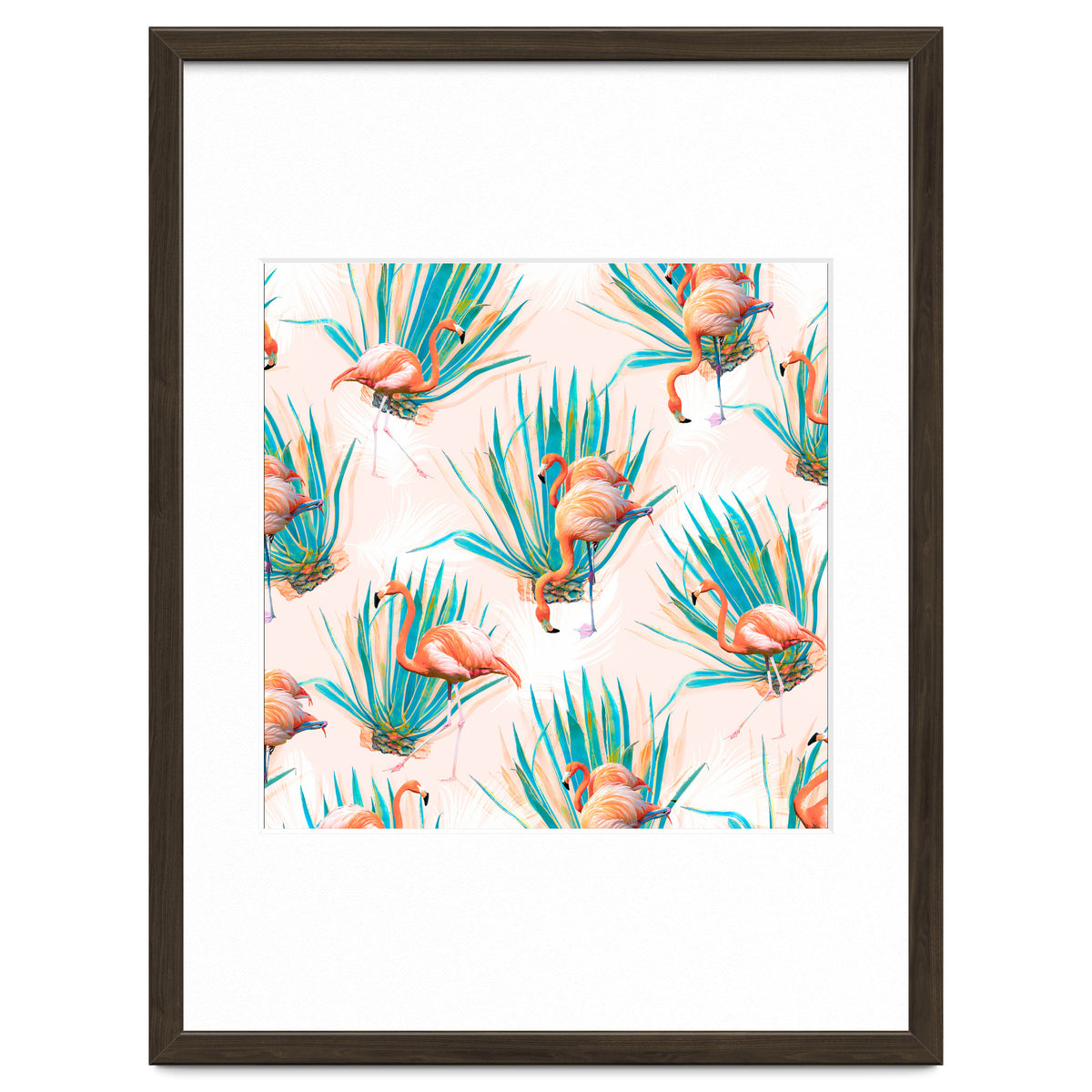 Anaglyph Flamingos with cactus