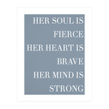 Fierce, Brave, Strong Female Empowerment Quote Blue (Print Only) thumbnail
