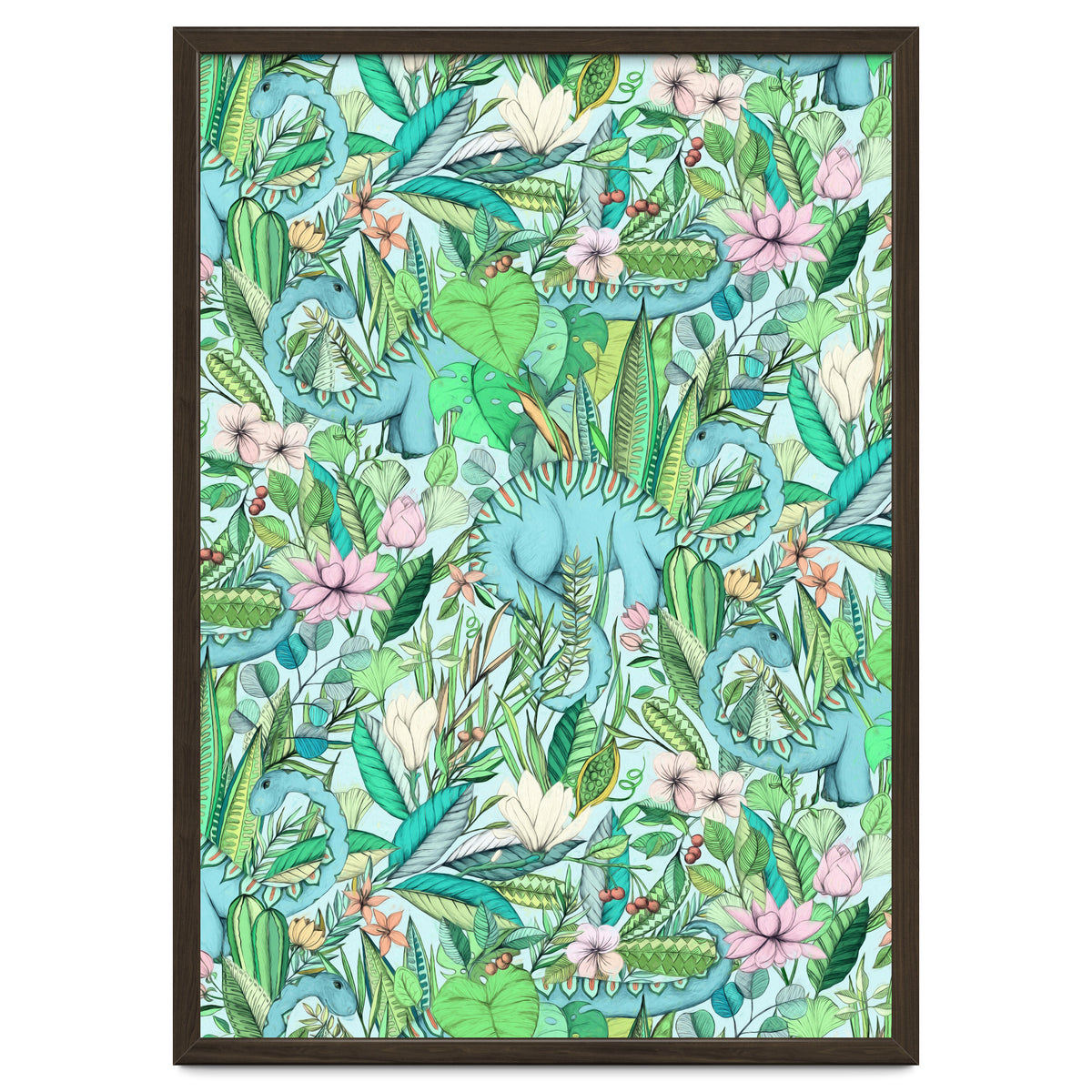 Improbable Botanical with Dinosaurs - soft pastels