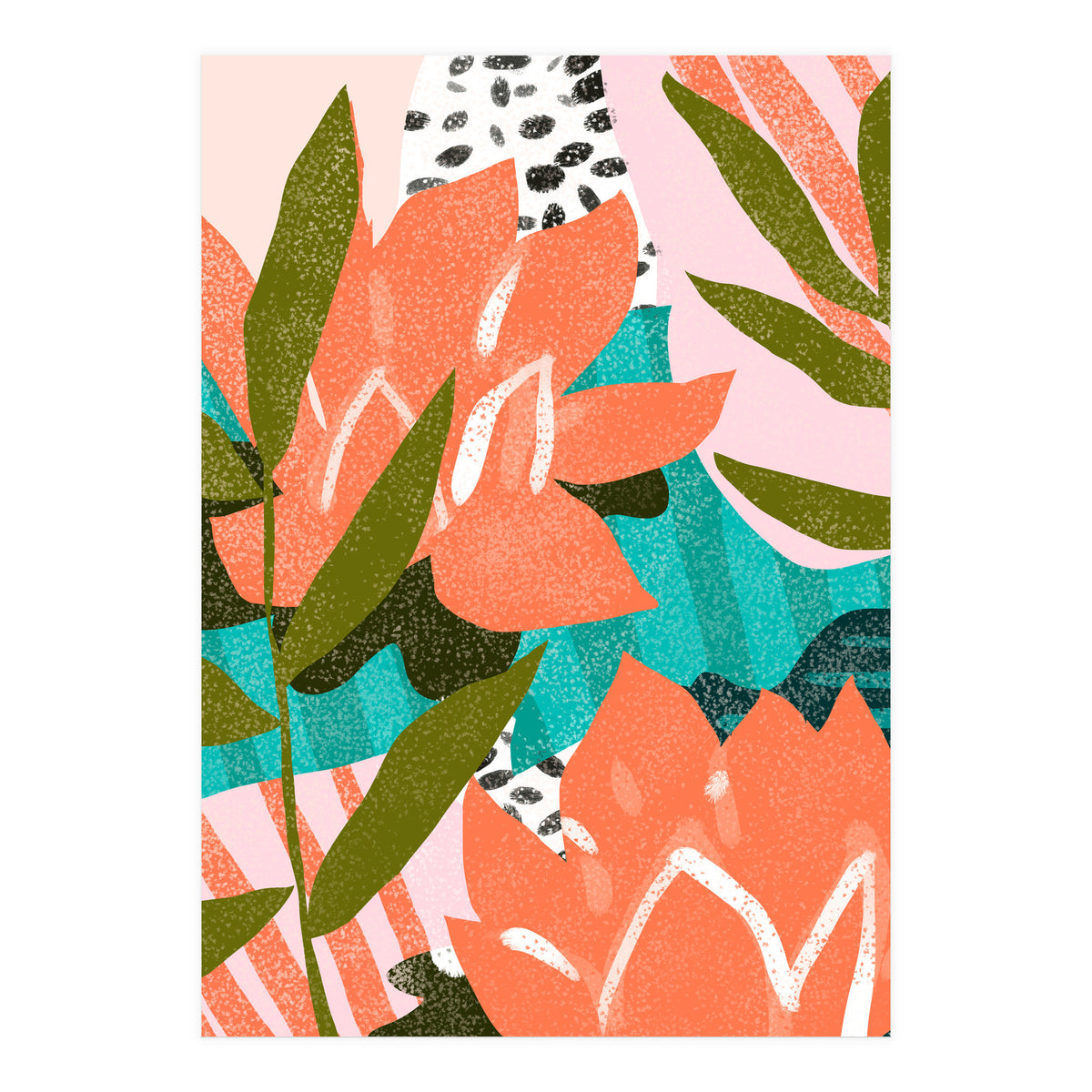 Forever in My Garden | Abstract Botanical Nature Plants Floral Painting | Quirky Modern Contemporary (Print Only)