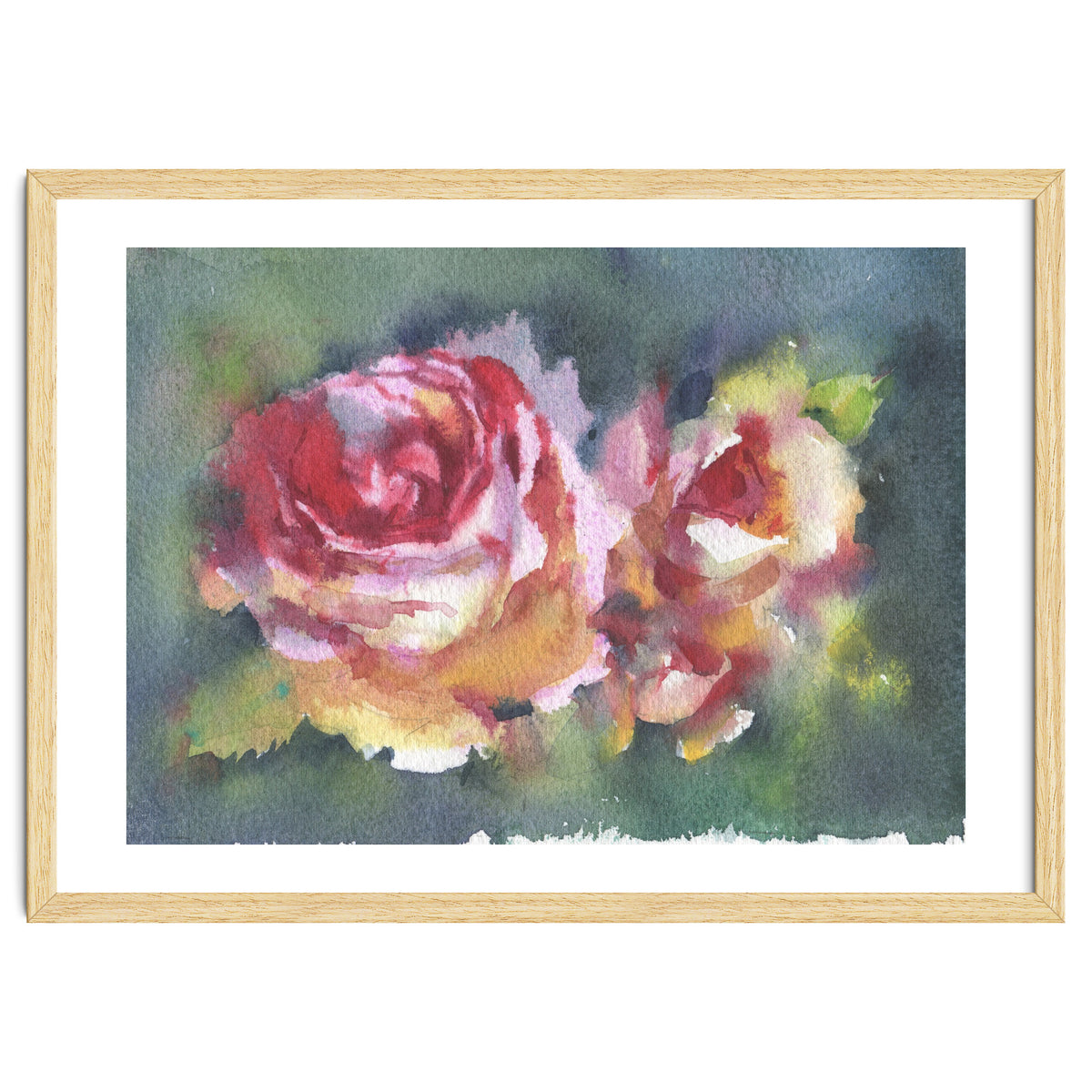 Wildflowers rose watercolor painting