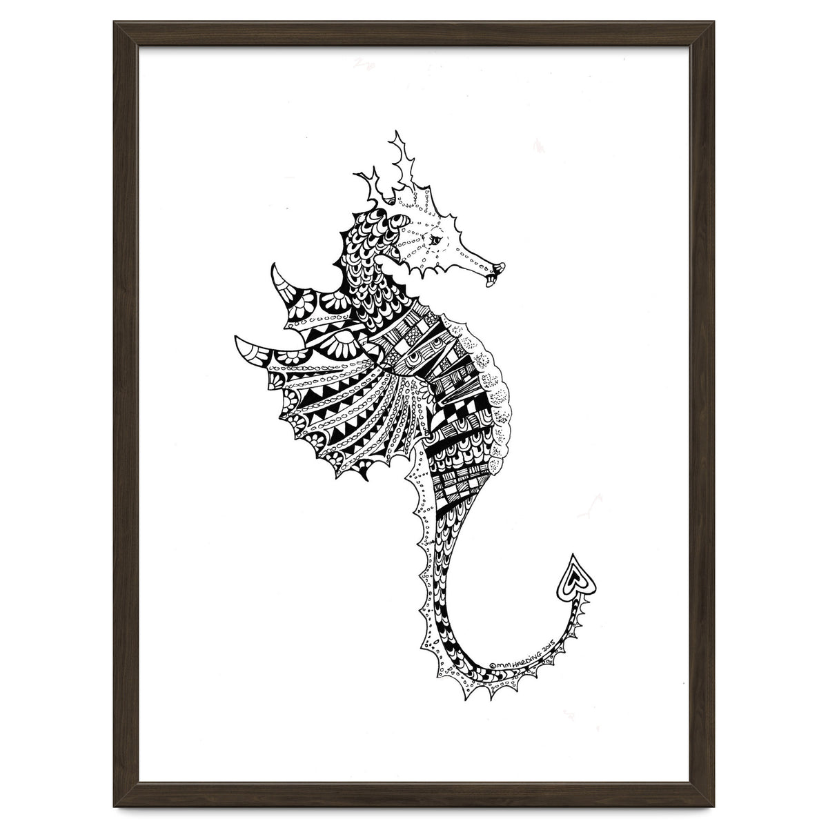 Seahorse Dragon Zen Doodle