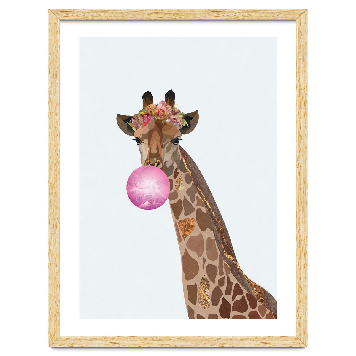Bubble gum Giraffe Portrait