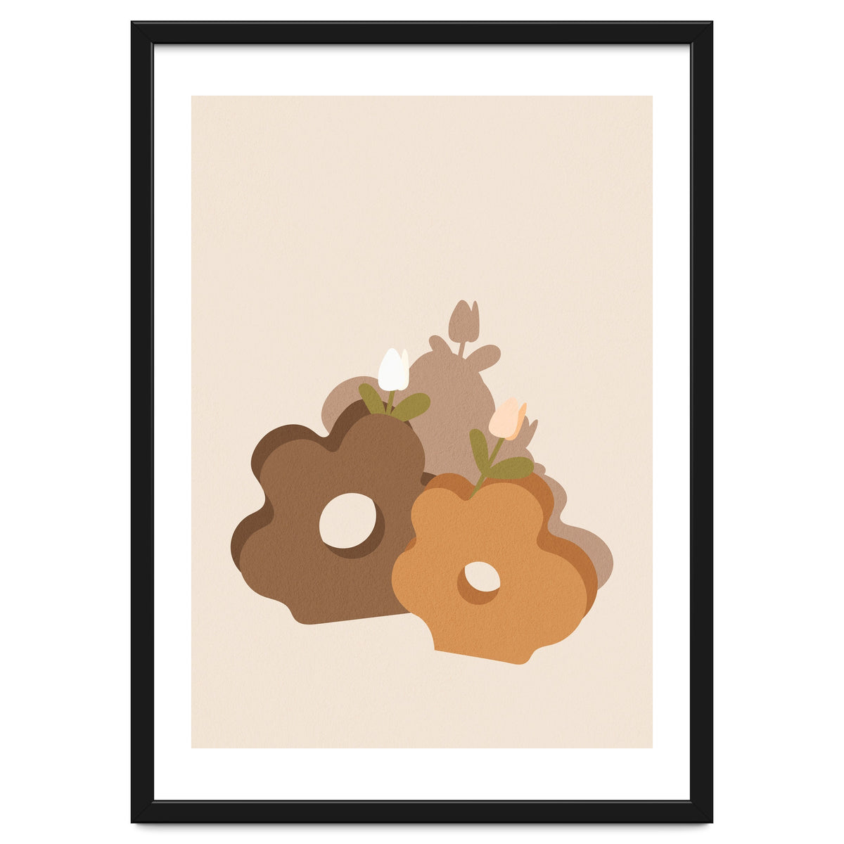 Tulip Flower Boho Neutral Beige