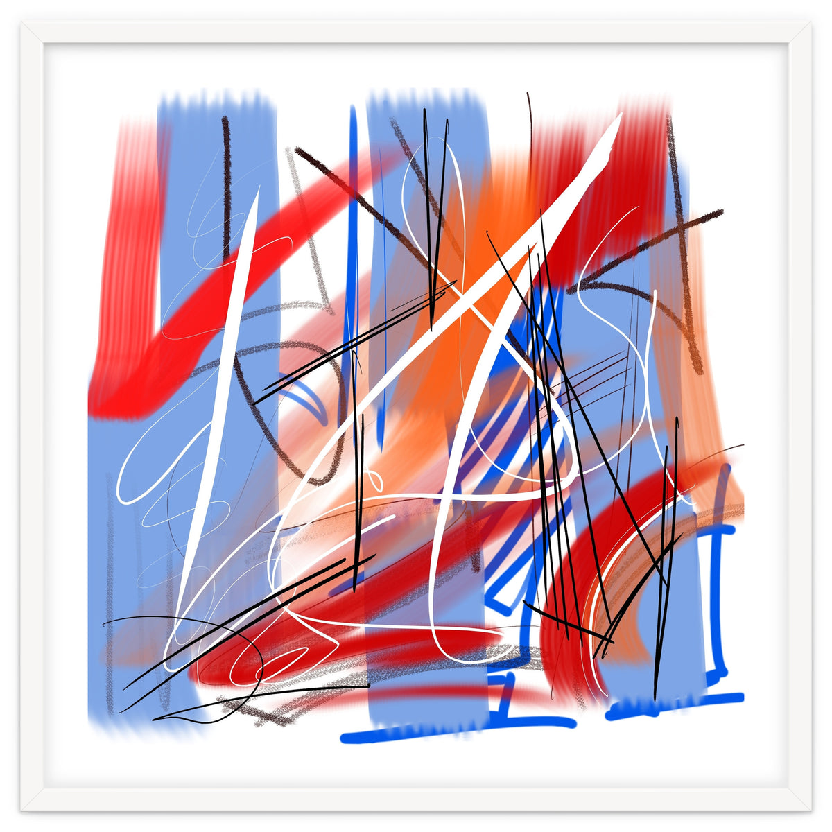 blue and red strokes