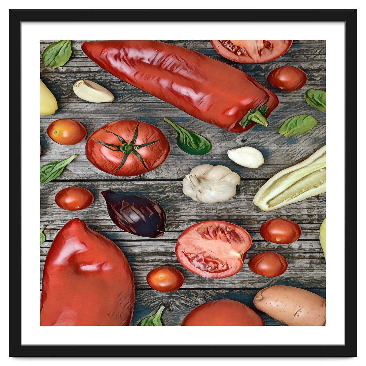 Tomatoes and bell peppers, healthy table