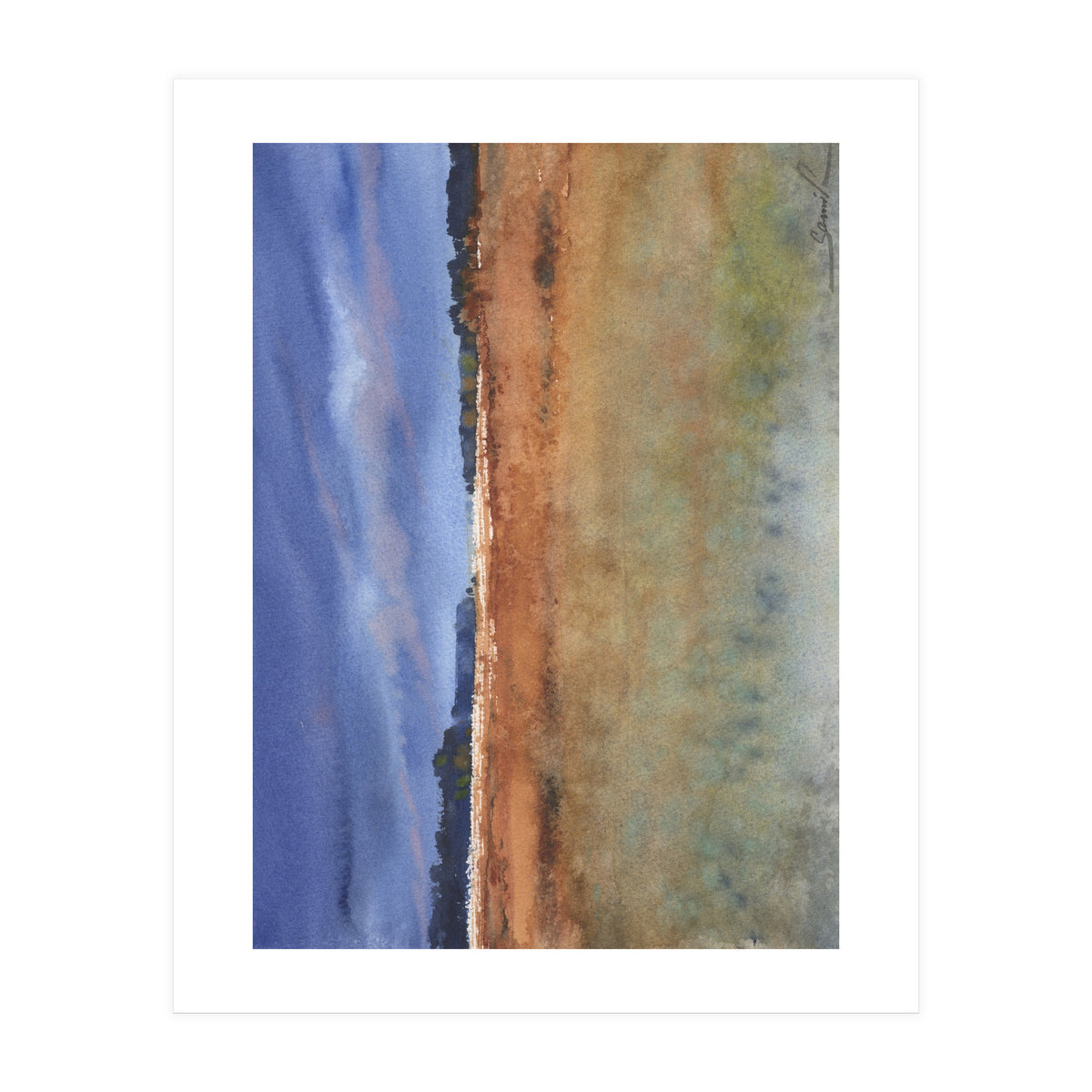 landscape painting watercolor (Print Only)