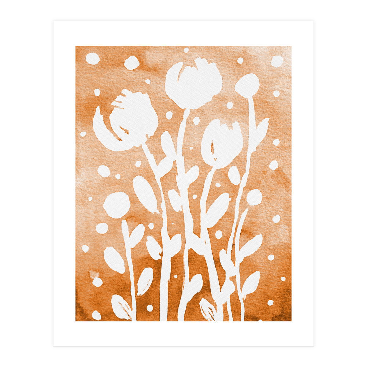 Abstract Flowers Orange (Print Only)