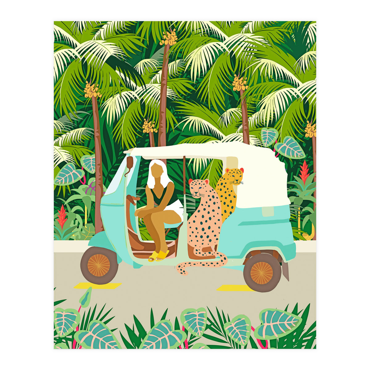 Rikshaw ride with Javan leopards in Bali | Tropical Nature Jungle Bohemian Wildlife Travel (Print Only)