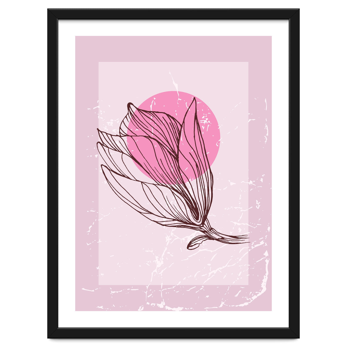 Magnolia  Minimalist Scandinavian, Abstract Geometric Art, Botanical Art
