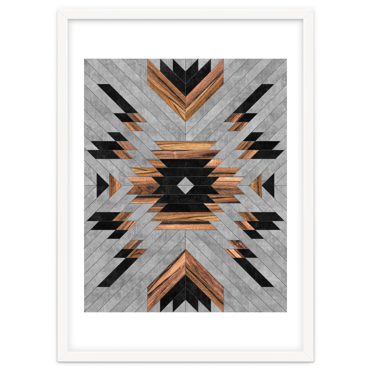 Urban Tribal Pattern No.6 - Aztec - Concrete and Wood