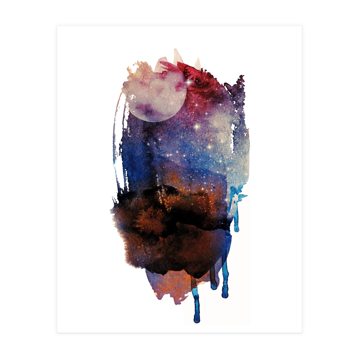 Abstract watercolour red moon (Print Only)