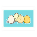 Kawaii Cute Chick And Eggs (Print Only) thumbnail